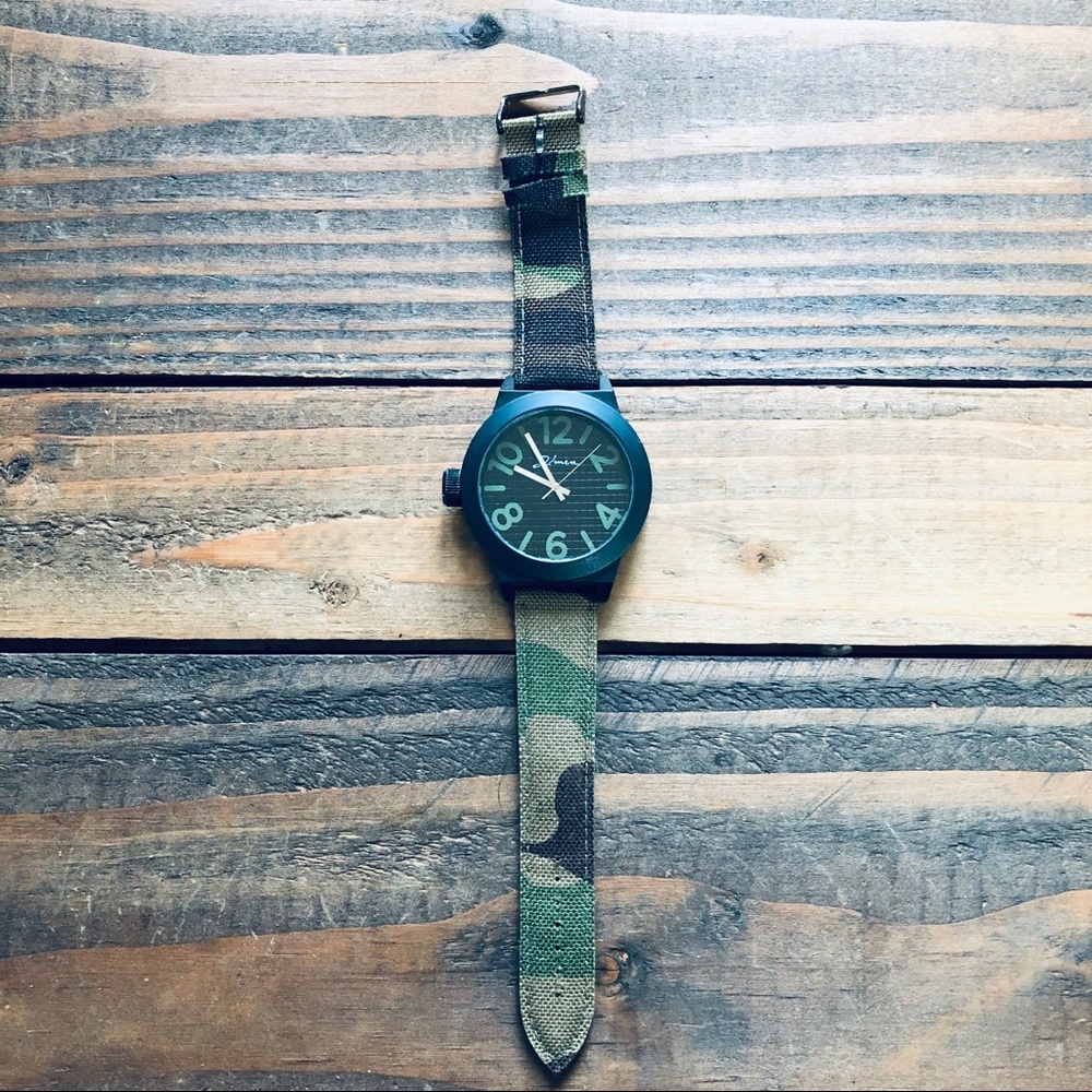 Men’s Stainless Steel Canvas Camo Big Face Watch